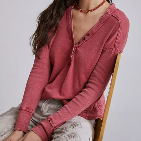 Anthropologie Pink T Shirt Womens Size XS Tee Active Mixed Media Distressed - Picture 1 of 10